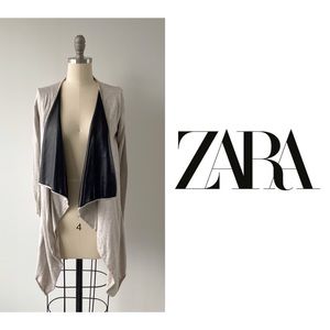 Zara Beige Cardigan w/Vegan Leather